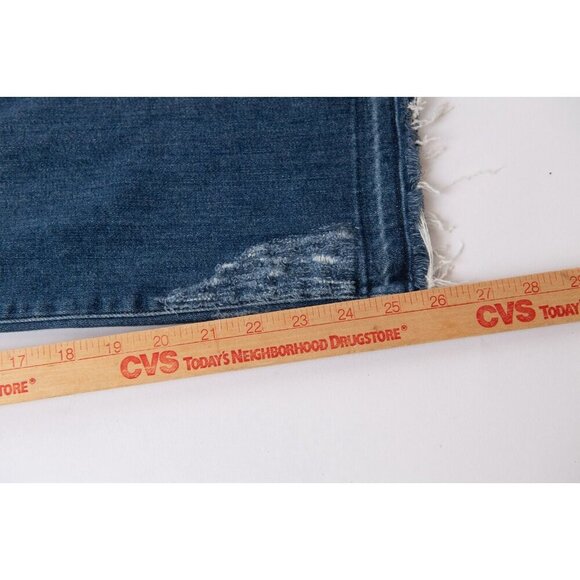 FRAME Denim Women's Sz 31 Le High Straight Raw Hem Distressed Jeans Medium Wash - Picture 13 of 13